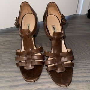 Manolo Blahnik Brown Leather Gladiator Sandals